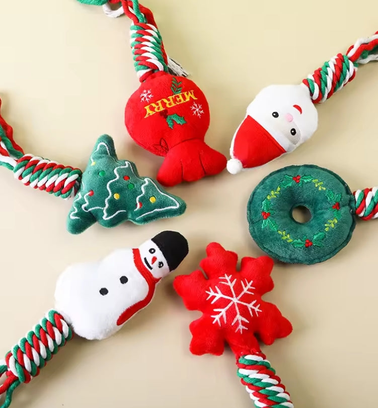 Jouet de Noël pour Chien - Peluche Père Noël et Renne Festif