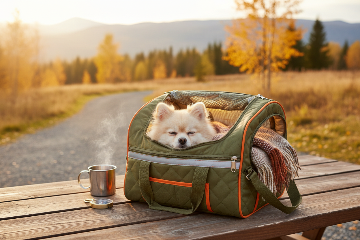 Chien dans le sac de voyage